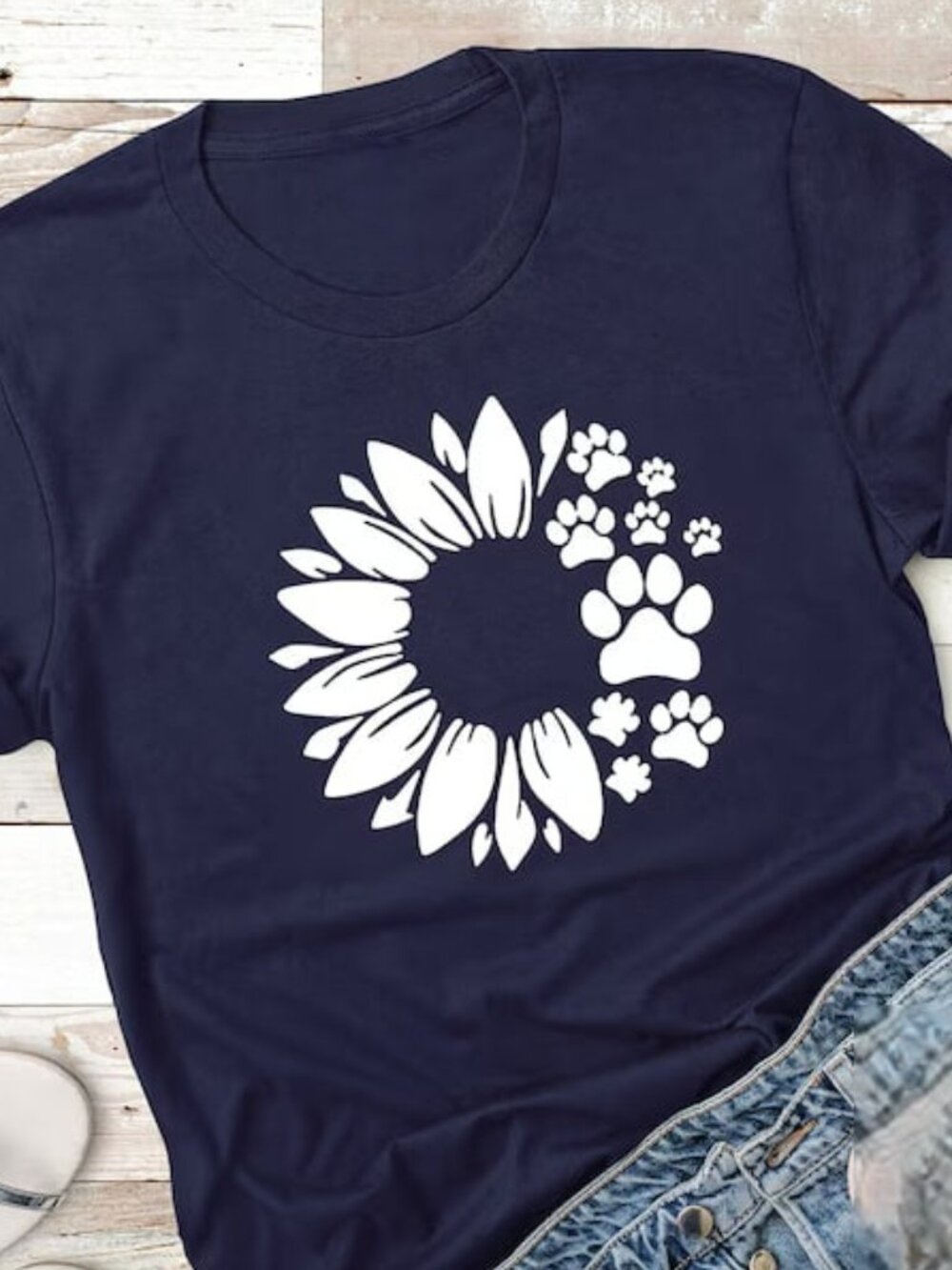 Floral Paw Shirt, Dog Paw T-shirt, Pet Lover Shirt Gift